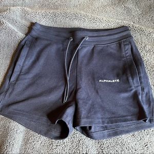 Navy alphalete sweat shorts